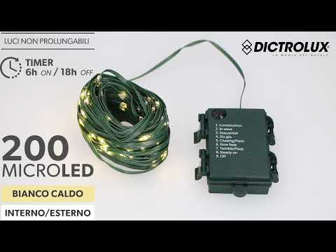 DICTROLUX - Catena Luminosa 200 Microled Bianco Caldo - 20 metri di luci